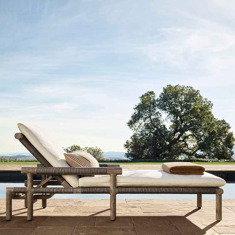 teak outdoor sun lounger